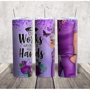 Purple Floral Healthcare Tumbler